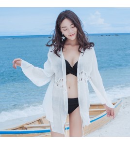 LWBC6326100022 比基尼罩衫外套溫泉游泳衣外搭蕾絲鏤空海邊沙灘度假裙防曬開衫女