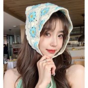 LWBC6326100023 法式復古頭巾女夏季甜美可愛鉤花文藝風發帶針織手工辣妹三角巾潮