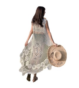 LWBC6326100024 春夏新款氣質蕾絲勾花鏤空上衣女 海邊甜美罩衫小清新打底連衣裙