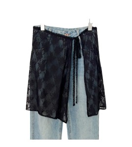 LWBC6326100026 韓版白色蕾絲屁簾女系帶甜美半身裙百搭圍裙罩裙