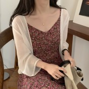 LWBC6326100029 新款防曬衣女小披肩配裙子薄款長袖外搭雪紡開衫上衣外套