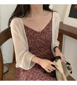 LWBC6326100029 新款防曬衣女小披肩配裙子薄款長袖外搭雪紡開衫上衣外套