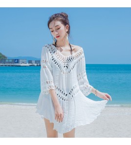 LWBC6326100030 夏海邊度假比基尼罩衫鏤空泳衣外套沙灘防曬衣女