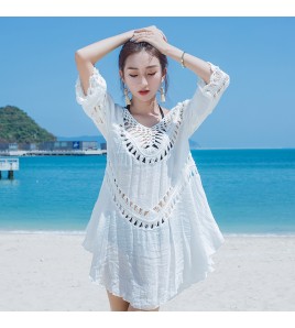 LWBC6326100030 夏海邊度假比基尼罩衫鏤空泳衣外套沙灘防曬衣女