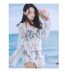 LWBC6326100033 沙灘泳衣比基尼罩衫防曬衣女外搭鏤空寬松罩衣長款海邊度假針織衫