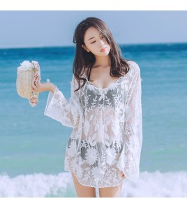 LWBC6326100033 沙灘泳衣比基尼罩衫防曬衣女外搭鏤空寬松罩衣長款海邊度假針織衫
