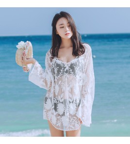 LWBC6326100033 沙灘泳衣比基尼罩衫防曬衣女外搭鏤空寬松罩衣長款海邊度假針織衫