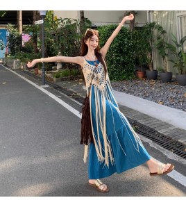 LWBC6326100035 度假風流蘇設計感疊穿鏤空罩衫女