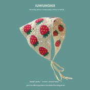 LWBC6326100038 秋出游甜美可愛風手工針織發帶女發飾針織鉤花頭巾夏三角巾