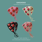 LWBC6326100038 秋出游甜美可愛風手工針織發帶女發飾針織鉤花頭巾夏三角巾