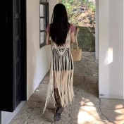 LWBC6326100039 夏季新款中長款無袖罩衫女流蘇純色吊帶背心寬松波西米亞風上衣潮