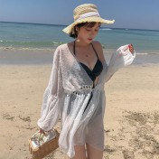 LWBC6326100045 海邊度假雪紡防曬衫女中長款開衫超仙外搭罩衫沙灘仙女防曬衣外套