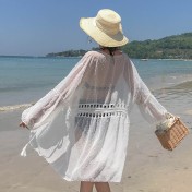 LWBC6326100045 海邊度假雪紡防曬衫女中長款開衫超仙外搭罩衫沙灘仙女防曬衣外套
