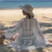 LWBC6326100045 海邊度假雪紡防曬衫女中長款開衫超仙外搭罩衫沙灘仙女防曬衣外套