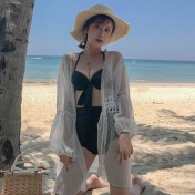 LWBC6326100045 海邊度假雪紡防曬衫女中長款開衫超仙外搭罩衫沙灘仙女防曬衣外套