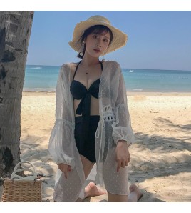 LWBC6326100045 海邊度假雪紡防曬衫女中長款開衫超仙外搭罩衫沙灘仙女防曬衣外套