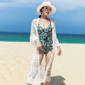 LWBC6326100049 夏季沙灘游泳配裙子的蕾絲防曬服開衫上衣中長款超薄超仙女小外套