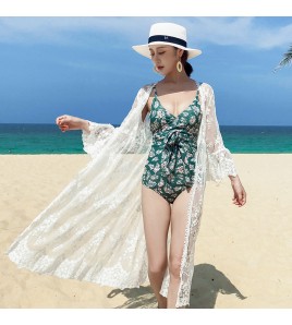 LWBC6326100049 夏季沙灘游泳配裙子的蕾絲防曬服開衫上衣中長款超薄超仙女小外套