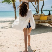 LWBC6326100050 比基尼罩衫外套溫泉游泳衣外搭鏤空海邊沙灘度假裙防曬開衫女