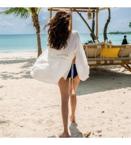 LWBC6326100050 比基尼罩衫外套溫泉游泳衣外搭鏤空海邊沙灘度假裙防曬開衫女