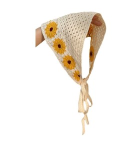 LWBC6326100053 三角頭巾夏日出游田園風復古針織鏤空頭巾女