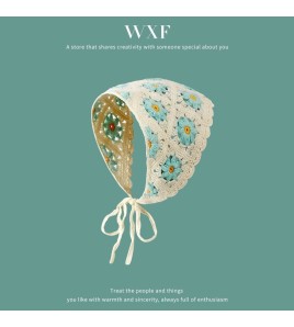 LWBC6326100054 法式復古頭巾女出游甜美可愛鉤花文藝風發帶針織手工辣妹三角巾潮