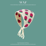 LWBC6326100054 法式復古頭巾女出游甜美可愛鉤花文藝風發帶針織手工辣妹三角巾潮