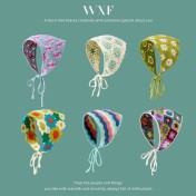 LWBC6326100054 法式復古頭巾女出游甜美可愛鉤花文藝風發帶針織手工辣妹三角巾潮