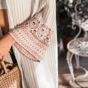 LWBC6326100058 海邊度假沙灘防曬衣女中長款披肩外搭寬松民族風條紋薄款開衫