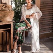 LWBC6326100058 海邊度假沙灘防曬衣女中長款披肩外搭寬松民族風條紋薄款開衫