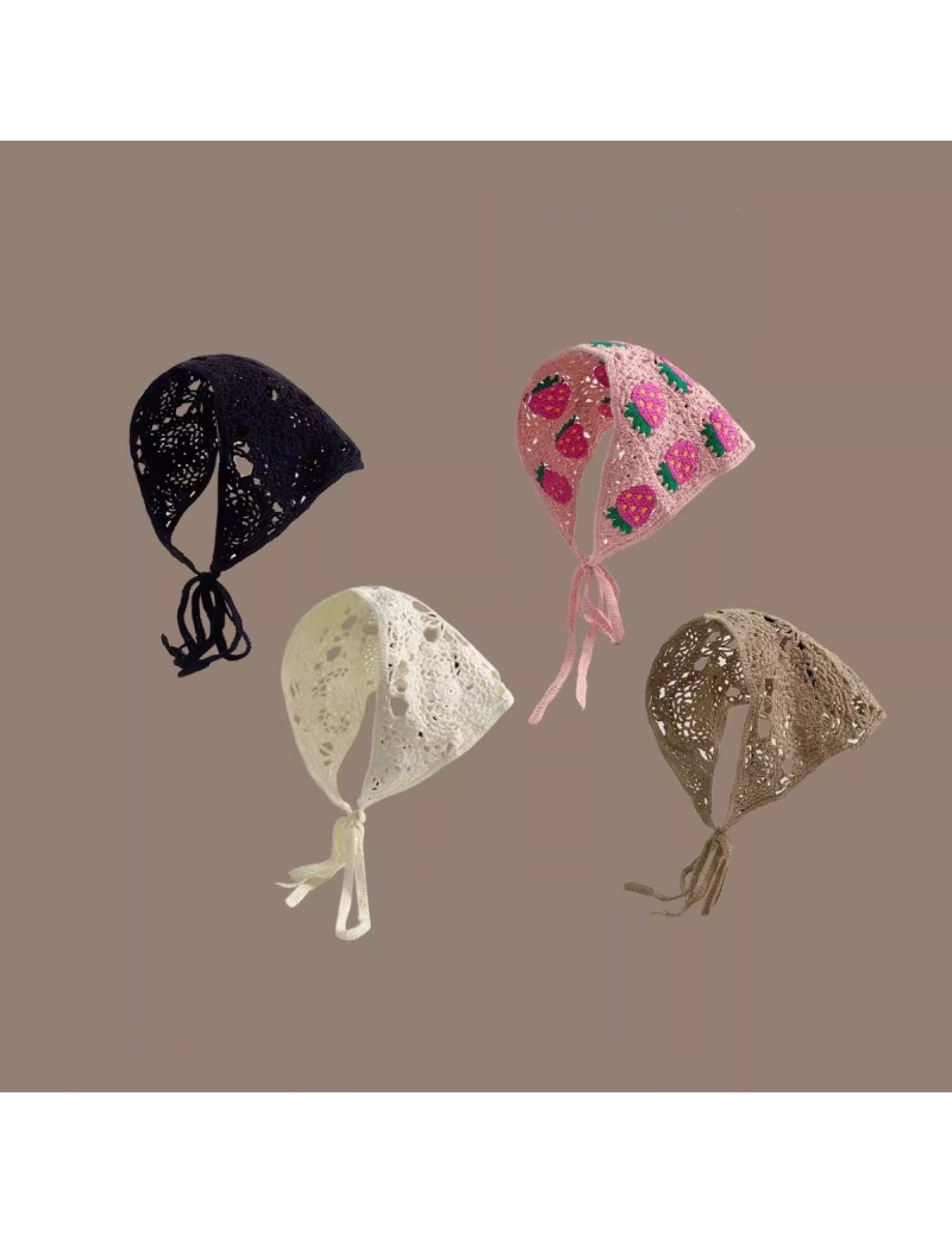 LWBC6326100060 春秋韓版時尚針織鉤花鏤空三角巾女甜美可愛少女風花朵頭巾發帶潮