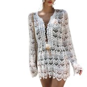 LWBC6326100061 海邊度假薄款比基尼罩衫溫泉游泳衣外搭長袖中長版