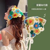 LWBC6326100077 春秋出游ins甜美可愛風手工針織發帶女發飾針織鉤花頭巾夏三角巾