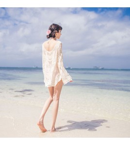 LWBC6326100087 比基尼罩衫女夏季海邊度假溫泉泳衣外套鏤空蕾絲寬松防曬沙灘外搭