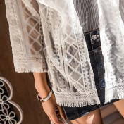 LWBC6326100090 刺繡披肩薄款外套夏海邊度假外搭沙灘防曬衣女中長款蕾絲開衫