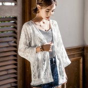 LWBC6326100090 刺繡披肩薄款外套夏海邊度假外搭沙灘防曬衣女中長款蕾絲開衫