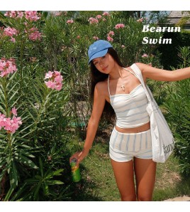 HSPN6330100002 小清新吊帶泳衣女遮肉顯瘦度假溫泉保守泳