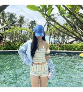 HSPN6330100002 小清新吊帶泳衣女遮肉顯瘦度假溫泉保守泳