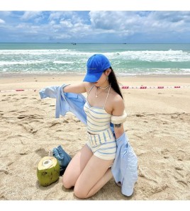 HSPN6330100002 小清新吊帶泳衣女遮肉顯瘦度假溫泉保守泳