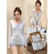 HSPN6330100003 法式小香風顯瘦遮肉兩件度假溫泉女款泳衣