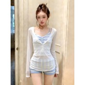 HSPN6330100003 法式小香風顯瘦遮肉兩件度假溫泉女款泳衣