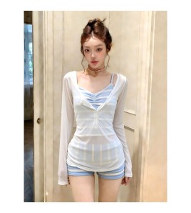 HSPN6330100003 法式小香風顯瘦遮肉兩件度假溫泉女款泳衣