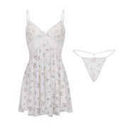 LPLT6319100077 內衣純欲誘惑加胸墊甜美碎花透視蕾絲睡裙家居套裝