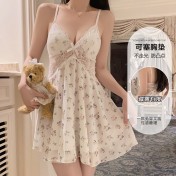 LPLT6319100077 內衣純欲誘惑加胸墊甜美碎花透視蕾絲睡裙家居套裝