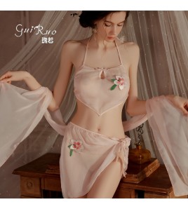 LPLT6319100078 性感夏季情趣內衣激情誘惑輕紗肚兜短褲披肩漢服制服套裝