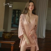 LPLT6319100081 性感蕾絲深V大碼睡衣露背吊帶睡裙外袍女家居服套裝