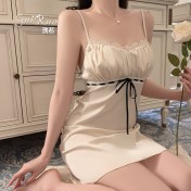 LPLT6319100084 輕奢加胸墊內衣甜美蕾絲性感褶皺睡裙外袍家居套裝