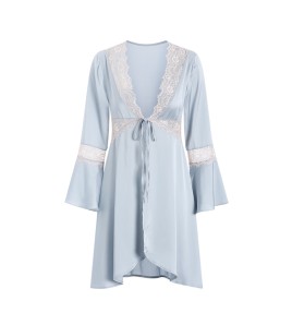 LPLT6319100099 春夏新款純色睡衣甜美蕾絲開衫系帶外袍浴袍女家居服套裝