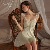 LPLT6319100105 大碼加胸墊聚攏冰絲露背舒適吊帶睡裙外袍女士家居服套裝