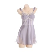 LPLT6319100105 大碼加胸墊聚攏冰絲露背舒適吊帶睡裙外袍女士家居服套裝